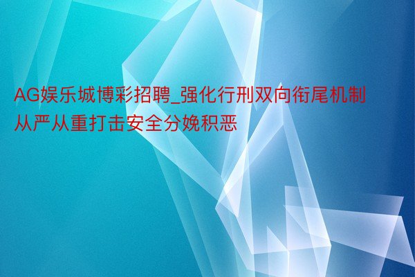 AG娱乐城博彩招聘_强化行刑双向衔尾机制 从严从重打击安全分娩积恶