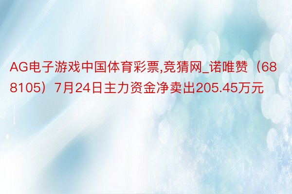 AG电子游戏中国体育彩票，竞猜网_诺唯赞（688105）7月24日主力资金净卖出205.45万元