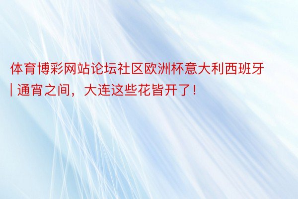 体育博彩网站论坛社区欧洲杯意大利西班牙 | 通宵之间，大连这些花皆开了！