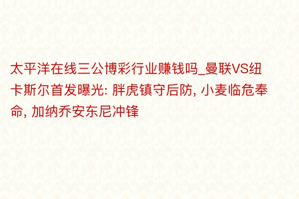 太平洋在线三公博彩行业赚钱吗_曼联VS纽卡斯尔首发曝光: 胖虎镇守后防, 小麦临危奉命, 加纳乔安东尼冲锋