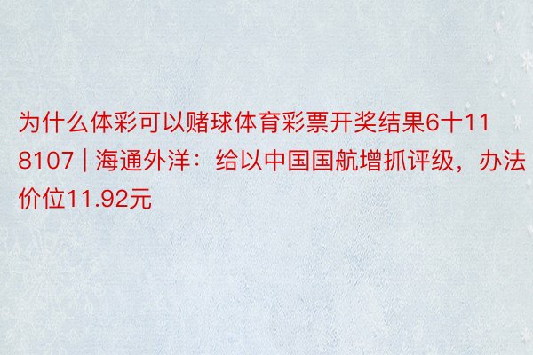 为什么体彩可以赌球体育彩票开奖结果6十118107 | 海通外洋：给以中国国航增抓评级，办法价位11.92元