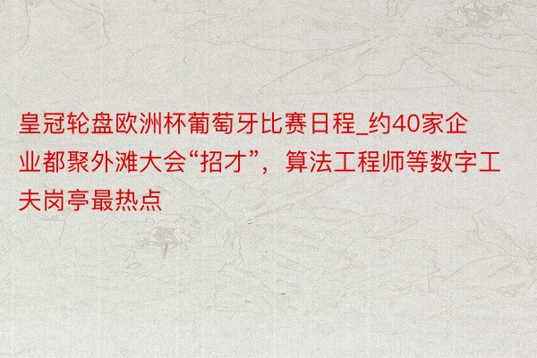 皇冠轮盘欧洲杯葡萄牙比赛日程_约40家企业都聚外滩大会“招才”，算法工程师等数字工夫岗亭最热点