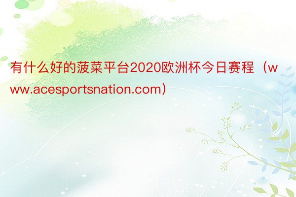 有什么好的菠菜平台2020欧洲杯今日赛程（www.acesportsnation.com）