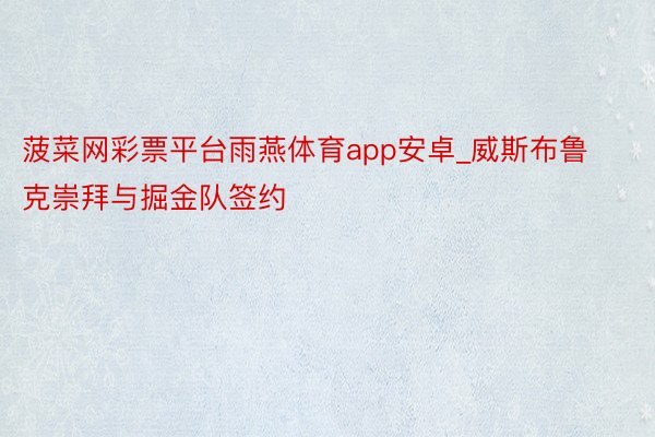 菠菜网彩票平台雨燕体育app安卓_威斯布鲁克崇拜与掘金队签约