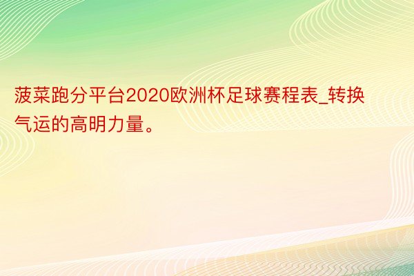 菠菜跑分平台2020欧洲杯足球赛程表_转换气运的高明力量。