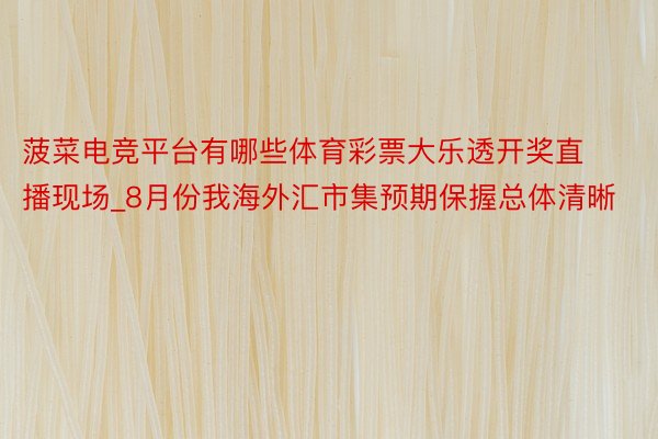 菠菜电竞平台有哪些体育彩票大乐透开奖直播现场_8月份我海外汇市集预期保握总体清晰