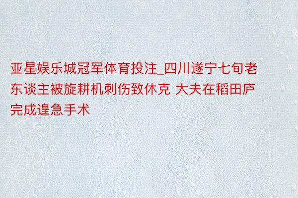 亚星娱乐城冠军体育投注_四川遂宁七旬老东谈主被旋耕机刺伤致休克 大夫在稻田庐完成遑急手术